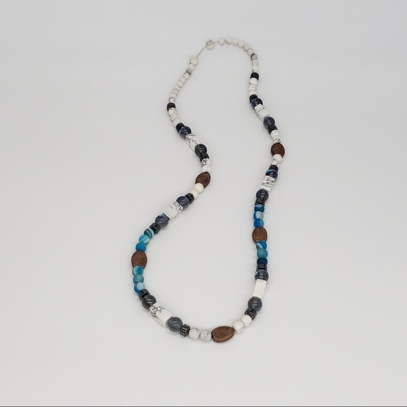 Boho Copper, Blue Agate,Hematite Bead Necklace - Picture 8 of 12